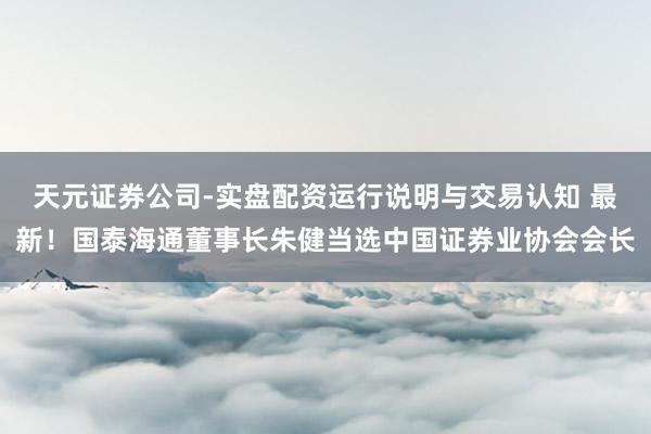 天元证券公司-实盘配资运行说明与交易认知 最新！国泰海通董事长朱健当选中国证券业协会会长